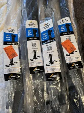 Peak Aluminum Railing 629219360011 Lot Of 4 New 2 Inch X 36 Black Stair Post