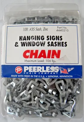4440210 Peerless 10ft. 35 Sash Zinc Finish Hanging Signs And Window Sashes #4440210
