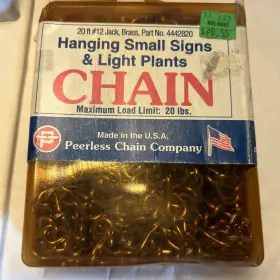 4442820 Peerless Chain 20 #12 Jack Brass #4442820 Hanging Small Signs Light Plants