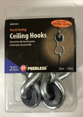 4800460 Peerless Brand New Sealed Ceiling Hooks Porch Swing Patio Chair Max 225 Lbs Zinc