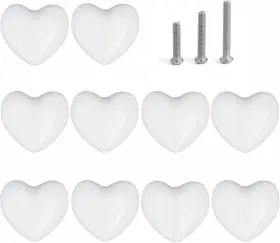 Perphin 783926316348 Ceramic Drawer Knobs Heart Shape Cabinet Dresser Pulls Handles 10 Pack White