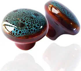 Perphin 783926316706 Vintage Blue Cabinet Knobs 10 Pack Glazed Ceramic Round Small 33 Mm