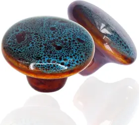 Vinbu-1 Perphin Vintage Round Cabinet Knobs Glazed Ceramic Large 38 Mm 6 Pack