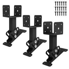 Phewnyzo 705353481741 3-1/2 Inch Black Heavy Duty Stainless Steel Roof Riser Brackets Kit For Wood Post Pe