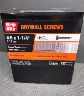 114cdws5 Philips Grip Rite Drywall Screws #6 X 1-1/4 Inch #2 Coarse Thread Sharp Point 5 Lbs