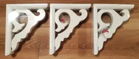 120-w Phoenix Mill Works Set Of 3 Fancy Wooden Scroll Corbel Shelf Brackets White New
