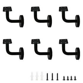 Pipafox 791759500476 6 Pcs Stainless Steel Stair Handrail Brackets Heavy Duty Wall Mount Black