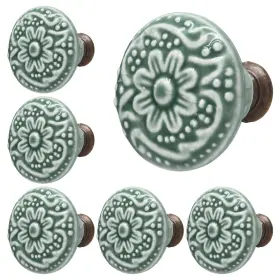 Wangq220108-1442 Piutouyar Green Ceramic Knobs Kitchen Cabinet Retro 10 Pieces