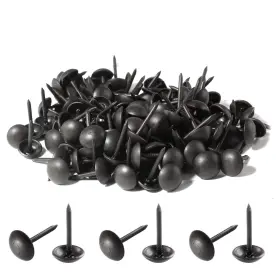 Wq210923-0003 Piutouyar 200 Pcs Black Upholstery Tacks Antique Metal Thumb Round Head