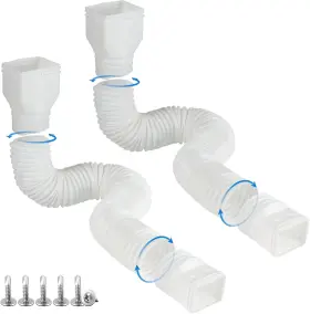 Plusgutter 445048561503 White-2pack Rain Gutter Downspout Extensions Flexible Drain Extender