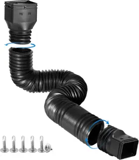 Plusgutter 744110519662 Black 1-pack Rain Gutter Downspout Extensions Flexible Drain Extender