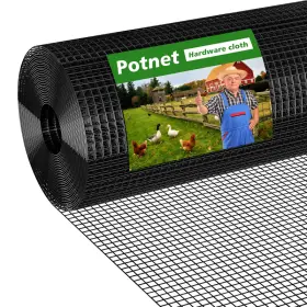 Potnet B0cqc22px7 Black Hardware Cloth 1/2 Inch 48 X 50 Ft 19 Gauge Wire Mesh Double-layer