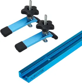 71169 Powertec 313115067081 48-inch Universal T-track With 2 Hold-down Clamps Anodized Blue