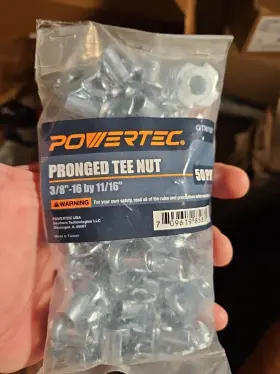 Qtn1107 Powertec 4 T 50 Pack Pronged Tee Nut Inch-16 And 11/16-inch 50pk