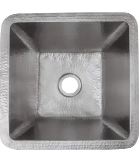 Bs15en3 Premier Copper Nickel Plated 16 Gauge 15 Inch Dual Mount Square Bar Sink Hammered