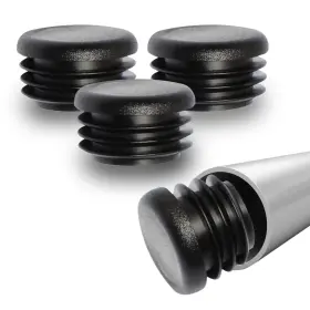 B01ncicby0 Prescott Plastics 1 Inch 25.4mm Od Ribbed Plastic Hole Plugs Round Black Finish C