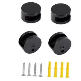 Priaolker 733371316189 Mirror Clips Thickened Brass Floating Glass Clip - Round Wall Black