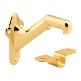 Mp9046-4 Prime-line 049793590466 Hand Rail Bracket Brass Plated Diecast With Stamped Steel Clip 4 P