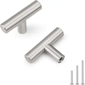 Probrico 608560019601 15 Pack 2 Inch Brushed Nickel Single Hole T Knob Brass