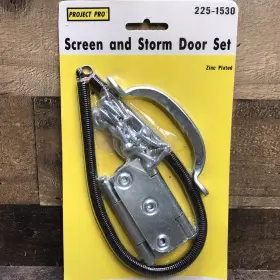 225-1530 Project Pro Vintage Screen And Storm Door Harware Set Zinc Plate Spring Latch Hinges Handle