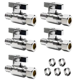 Purageir-735pos-5pack Purageir 5 Pcs Straight Stop Valve 1/2 Inch X 3/8 Pex Compression