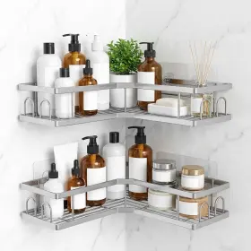 Purezon 745857178051 2 Pack Corner Shower Caddy Adhesive Organizer No Drilling Bathroom Sh