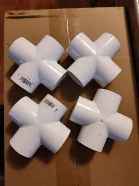 Pb150x-iv-4p Pvc Builder 1-1/2 Inch Furniture Grade Cross Fitting In Ivory 4-pack - Made Us