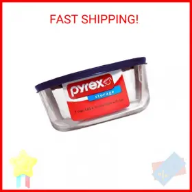 6017397 Pyrex Simply Store 7-cup Round Glass Food Storage Dish Blue Made In The Usa