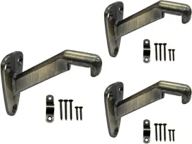 Hb08-003 Qcaa Heavy Duty Handrail Stair Brackets Zinc Die Cast 3 Pack Antique Brass