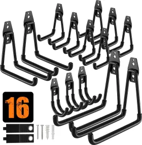 Gh0016 Qcoqce 16 Pack Heavy Duty Garage Hooks With Extension Cord Straps Wall Mount