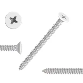 St-0001 Qisheng White Head 100 Pcs #6x1 Inch Stainless Steel Phillips Flat Wood