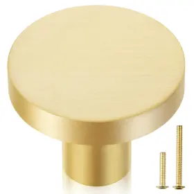Qogrisun 732866027630 10-pack Solid Brass Cabinet Knobs 1-1/8-inch Diameter 10 Pack