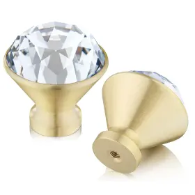 B08yrllrrq Qogrisun Ca 10-pack Brass Crystal Cabinet Knobs Glass 1-1/4-inch Diamond Gold