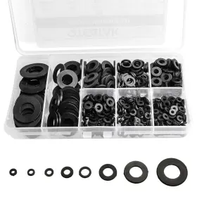 Jf-0075 Qteatak 510 Pcs Black Nylon Flat Washer Assortment Kit For Electrical Connect