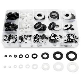 Jf-0076 Qteatak 420 Pcs Black/white Nylon Flat Washers Assortment Kit For M2