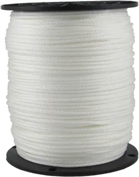 Quality Nylon Rope 313054345370 1/8 Inch White Dacron Polyester - 1000 Foot Spool Solid Braid Industria