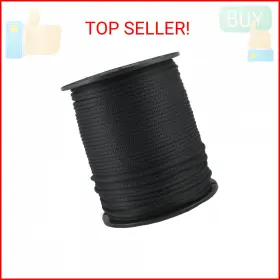 Quality Nylon Rope 744110295108 3/16 Inch Black Dacron Polyester - 500 Foot Spool Solid Braid Industria