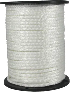 Hm-05167 Quality Nylon Rope 1/4 Inch White Dacron Polyester - 500 Foot Spool Solid Braid Industrial