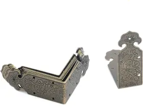 Quluxe 445001943933 Antique Corner Protector 2 Inch X 0.8 Metal Right Angle Decorative Furnitur