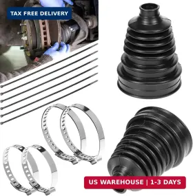 Qwork Dg36642 2pcs Cv Boot Repair Kit With 4 Stainless Steel Clamps And 6 Cable Ties - Uni