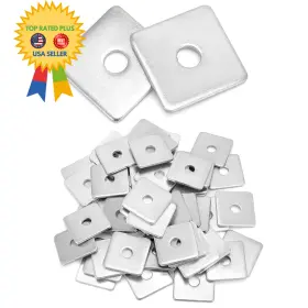 Qs15521 Qwork 50-pack Galvanized Square Washers Plate 1/2 Inch Id 2x2 Od 3/16