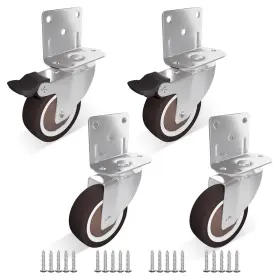 Qxyjlcn Tha11 2 Inch Side Mount Casters 4-pack With Swivel And Brake L-shape Plate For F