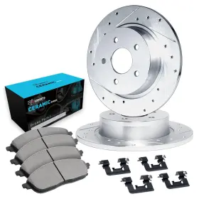 Rec.44123.02 R1 Concepts Rear Brake Kit For 2004-2010 Toyota Sienna Drilled Slotted