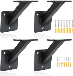X-041 Realplus Handrail Brackets For Staircase 4 Inch X 3.7 Black 4pcs