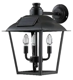 Zt231194 Red Shed Square Black Metal Solar Wall Sconce Weather-resistant Outdoor Lantern