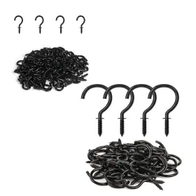 B0c2q2gmf4 Relbro 150 Black Screw Hooks And Cup 1/2 Inch 1-1/4 For Hanging Organizing