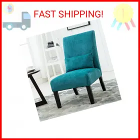 Ac160bu Rf Furniture Roundhill Pisano Teal Blue Fabric Armless Contemporary Accent Chair Wi