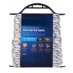 642781 Richelieu Polypropylene Rope Diamond Braid White/gray 1/4 Inch X 100 Ft. -