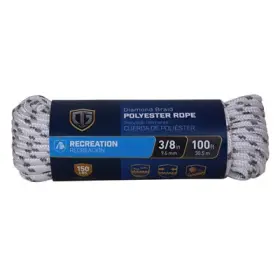 642801 Richelieu Polypropylene Rope Diamond Braid White/gray 3/8 Inch X 100 Ft. -