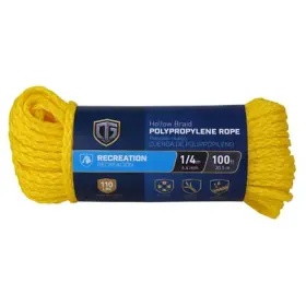 643651 Richelieu 7 Pack - Polypropylene Rope Hollow Core Yellow 1/4 Inch X 100 Ft